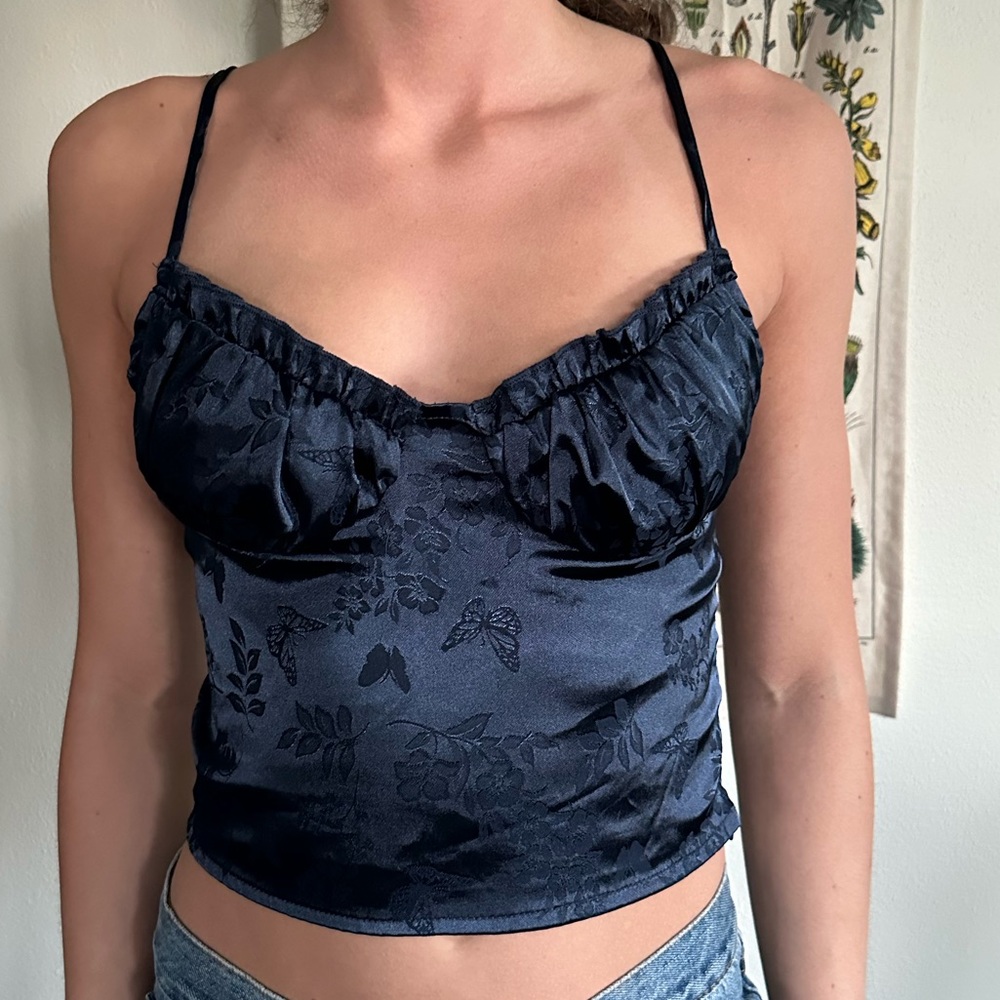 Pacsun satin top with side ziper and adjustable straps